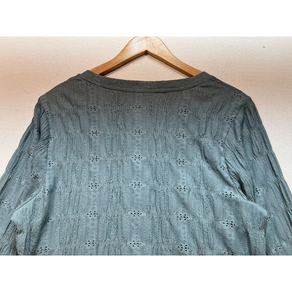 Frye And Co Women's Lace Up Tunic Top Long Sleeve Stretch Size XL Blue Gray - Picture 11 of 12
